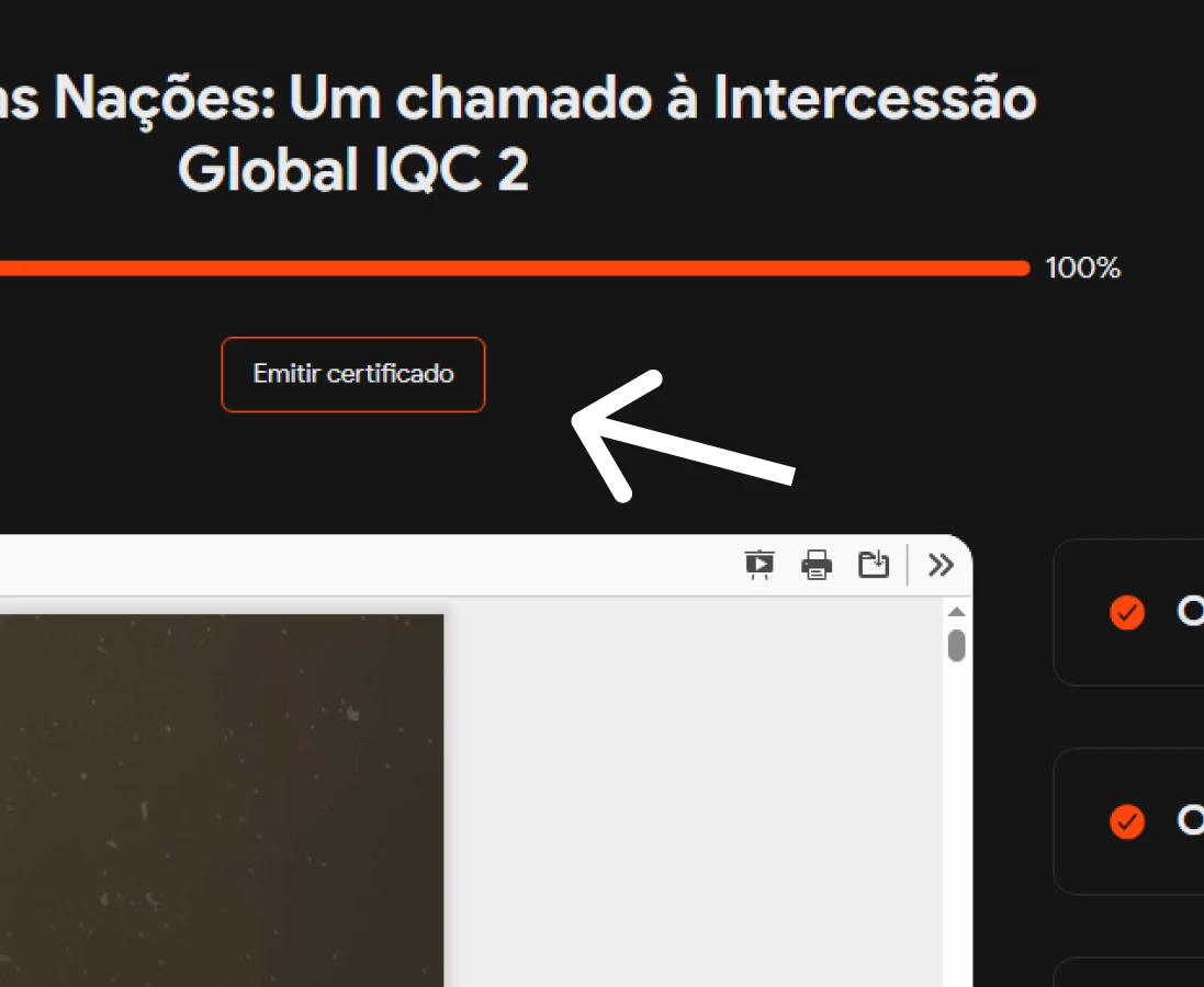 Botão de emitir certificado