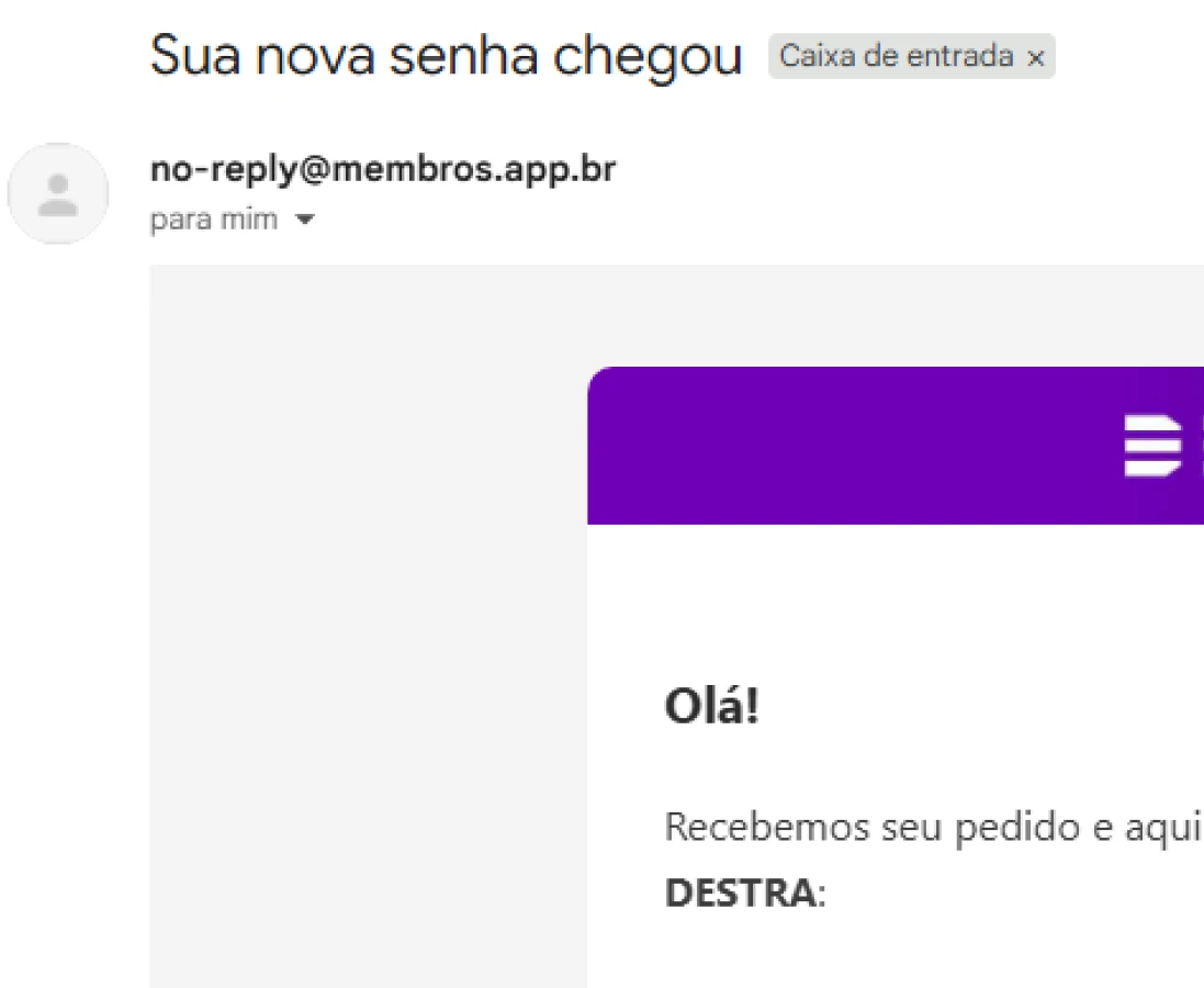 Email de recuperação
